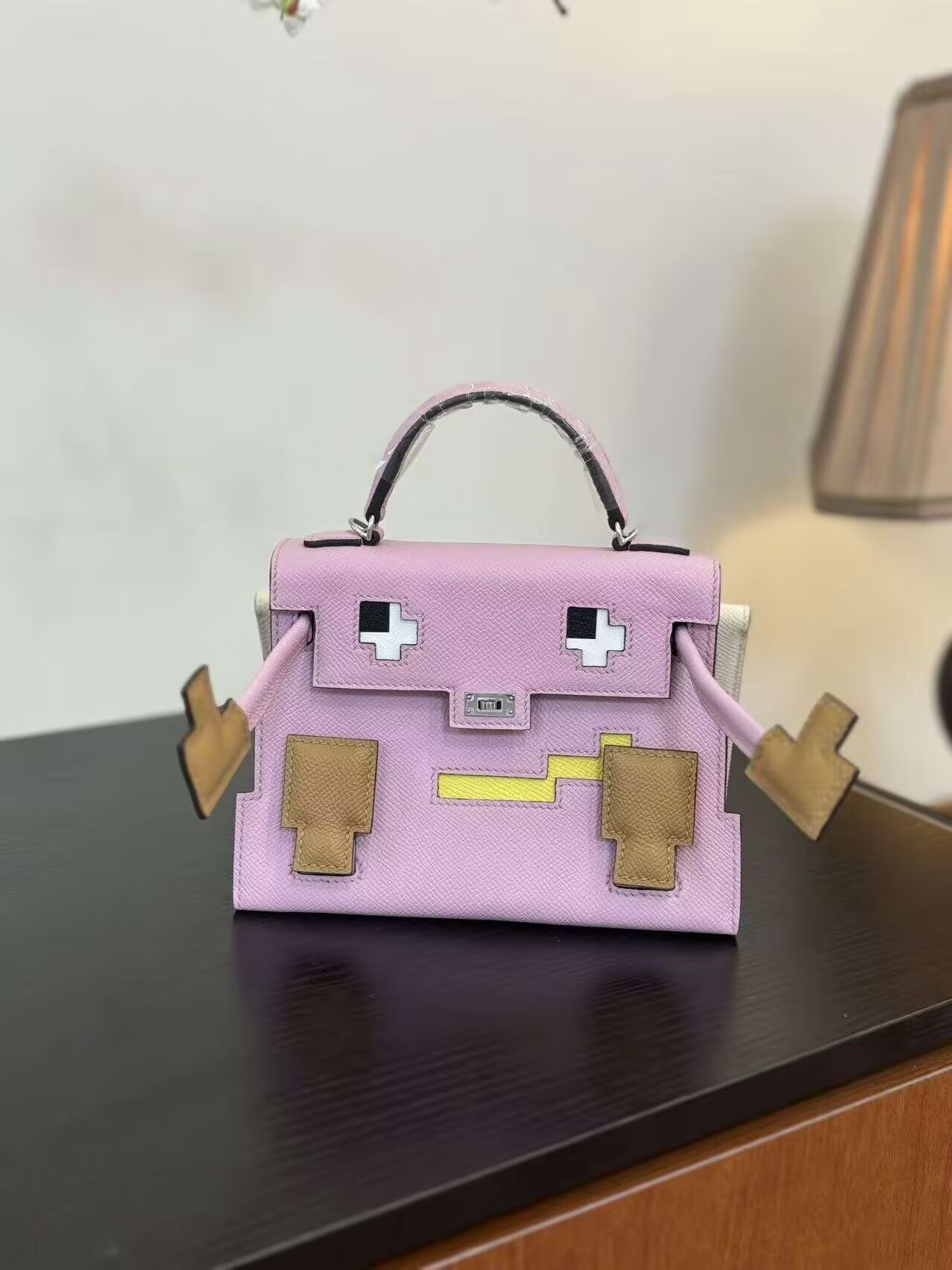 Hermes Original Epsom Leather Mosaic Figure Bag H6302 Pink Hermes Original Epsom Leather Mosaic Figure Bag H6302 Pink