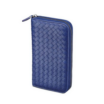Bottega Veneta 114076 V001N 4223 Intrecciato Nappa Zip Around Wallet Sapphire Bottega Veneta 114076 V001N 4223 Intrecciato Nappa Zip Around Wallet Sapphire