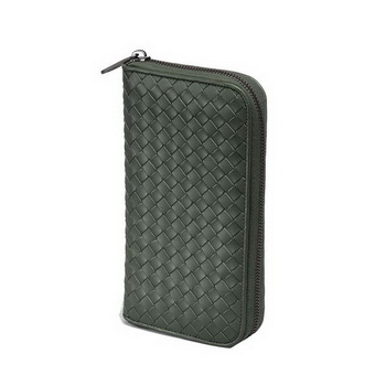 Bottega Veneta 114076 V4651 3023 Intrecciato VN Zip Around Wallet Black Forest Bottega Veneta 114076 V4651 3023 Intrecciato VN Zip Around Wallet Black Forest