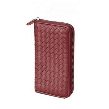 Bottega Veneta 114076 V4651 6100 Intrecciato VN Zip Around Wallet Garnet Bottega Veneta 114076 V4651 6100 Intrecciato VN Zip Around Wallet Garnet