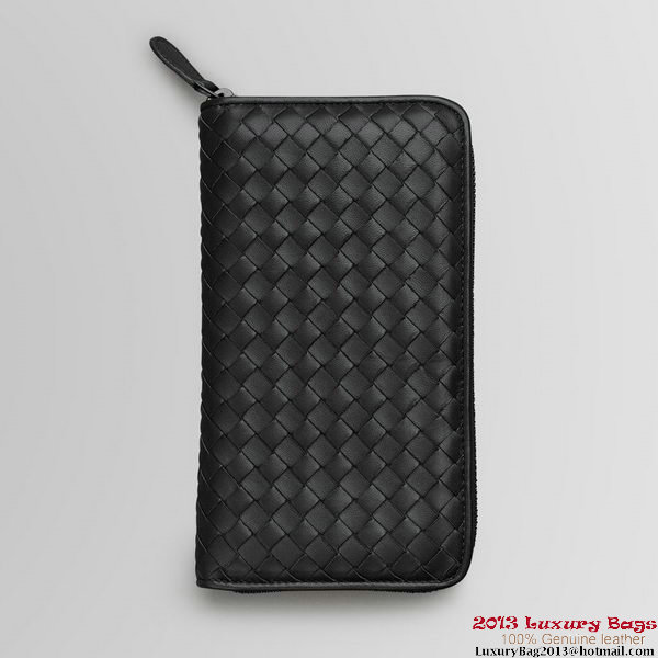 Bottega Veneta 275064 V001N 1000 Intrecciato Nappa Zip Around Wallet Nero Bottega Veneta 275064 V001N 1000 Intrecciato Nappa Zip Around Wallet Nero