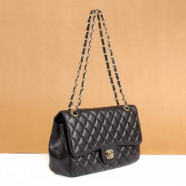 Chanel 2.55 Series Flap Bag 1112 Black Leather Golden Hardware Chanel 2.55 Series Flap Bag 1112 Black Leather Golden Hardware