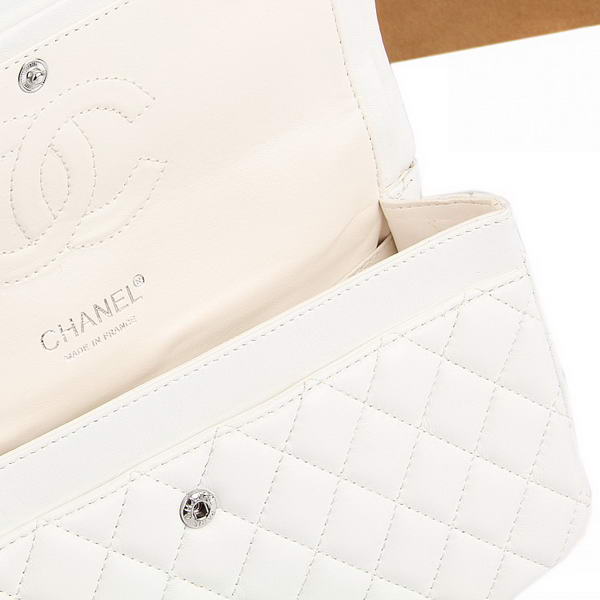 Chanel 2.55 Series Flap Bag A01112 White Leather Silver Hardware Chanel 2.55 Series Flap Bag A01112 White Leather Silver Hardware