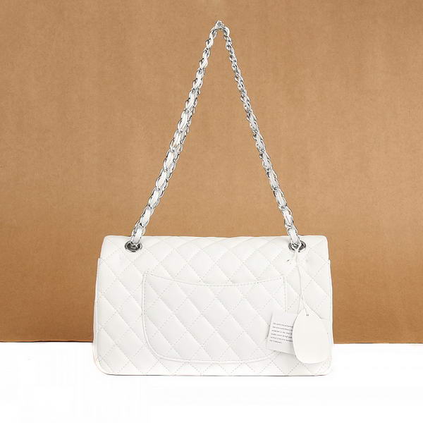 Chanel 2.55 Series Flap Bag A01112 White Leather Silver Hardware Chanel 2.55 Series Flap Bag A01112 White Leather Silver Hardware