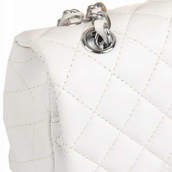 Chanel 2.55 Series Flap Bag A01112 White Leather Silver Hardware Chanel 2.55 Series Flap Bag A01112 White Leather Silver Hardware