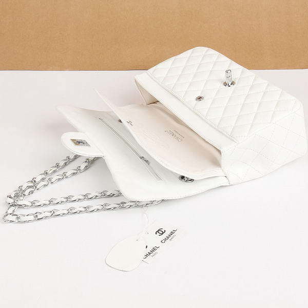 Chanel 2.55 Series Flap Bag A01112 White Leather Silver Hardware Chanel 2.55 Series Flap Bag A01112 White Leather Silver Hardware