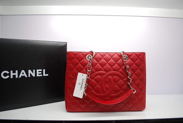 Chanel GST Caviar Leather Coco Bag A36092 Red Silver Chanel GST Caviar Leather Coco Bag A36092 Red Silver