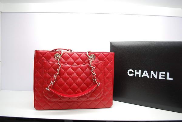 Chanel GST Caviar Leather Coco Bag A36092 Red Silver Chanel GST Caviar Leather Coco Bag A36092 Red Silver