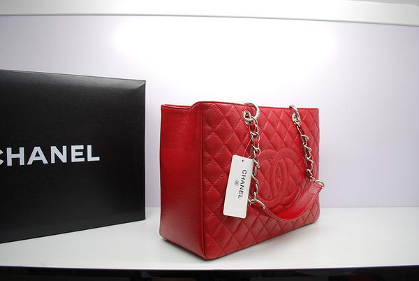 Chanel GST Caviar Leather Coco Bag A36092 Red Silver Chanel GST Caviar Leather Coco Bag A36092 Red Silver