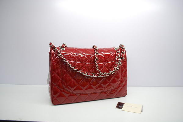 Chanel Jumbo Double Flaps Bag A36097 Red Original Patent Leather Silver Chanel Jumbo Double Flaps Bag A36097 Red Original Patent Leather Silver