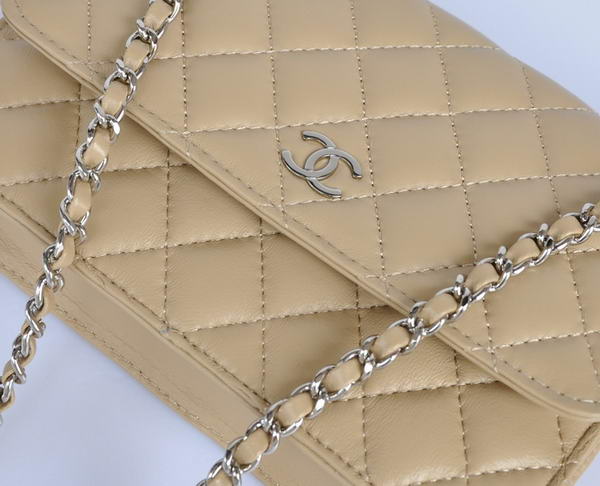 Chanel Lambskin Leather Flap Bag A33814 Apricot Silver Chanel Lambskin Leather Flap Bag A33814 Apricot Silver
