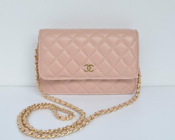 Chanel Lambskin Leather Flap Bag A33814 Pink Gold Chanel Lambskin Leather Flap Bag A33814 Pink Gold