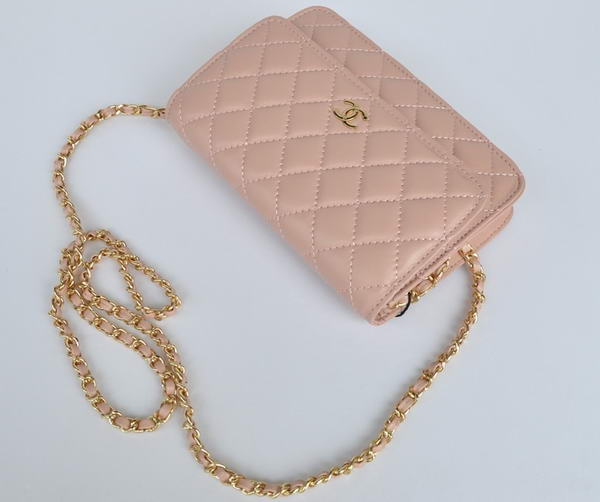 Chanel Lambskin Leather Flap Bag A33814 Pink Gold Chanel Lambskin Leather Flap Bag A33814 Pink Gold