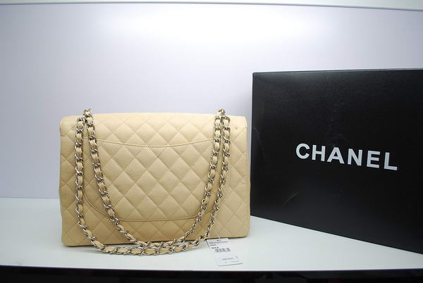Chanel Maxi Double Flaps Bag A36098 Apricot Original Caviar Leather Silver Chanel Maxi Double Flaps Bag A36098 Apricot Original Caviar Leather Silver