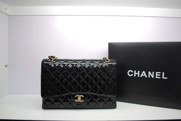 Chanel Maxi Double Flaps Bag A36098 Black Original Patent Leather Gold Chanel Maxi Double Flaps Bag A36098 Black Original Patent Leather Gold