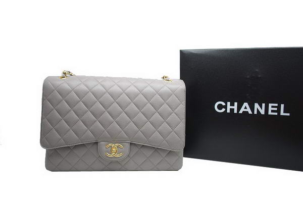 Chanel Maxi Double Flaps Bag A36098 Grey Original Caviar Leather Gold