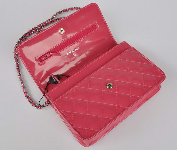 Top Quality Chanel A33814 Peach Patent Leather Flap Bag Silver Top Quality Chanel A33814 Peach Patent Leather Flap Bag Silver