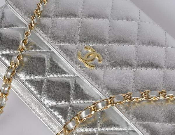 New Color Chanel A33814 Silver Sheepskin Leather Flap Bag Gold New Color Chanel A33814 Silver Sheepskin Leather Flap Bag Gold