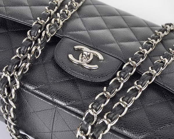 Fashion Chanel Original Caviar Leather Classic Flap Bag A28600 Black Silver Fashion Chanel Original Caviar Leather Classic Flap Bag A28600 Black Silver