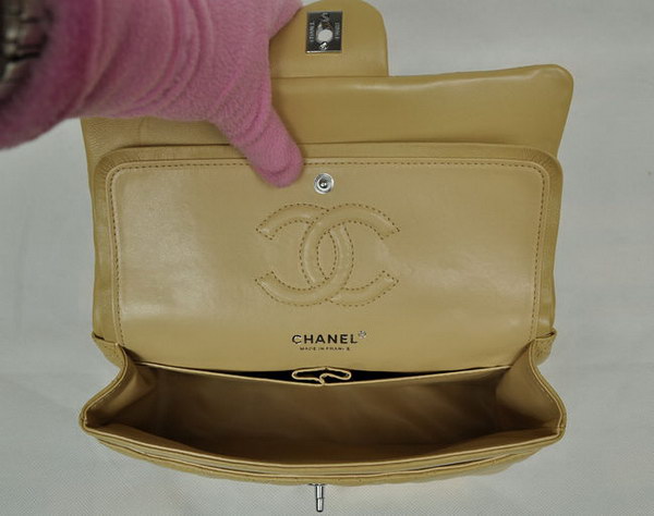 Chanel Classic Flap Bag 1112 Apricot Leather Silver Hardware Chanel Classic Flap Bag 1112 Apricot Leather Silver Hardware