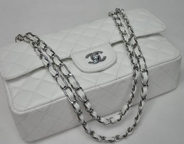 Chanel 2.55 Quilted Flap Bag 1112 White with Silver Hardware Chanel 2.55 Quilted Flap Bag 1112 White with Silver Hardware