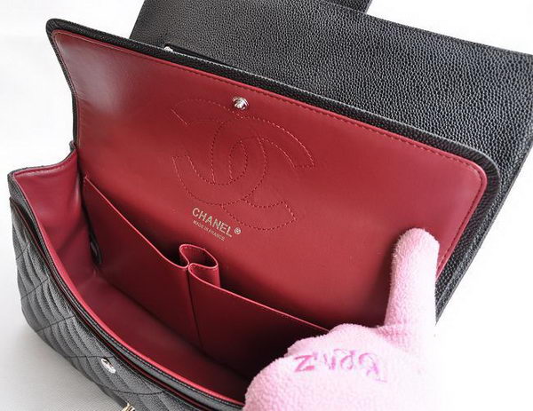 Chanel Classic 2.55 Series Black Caviar Silver Chain Quilted Flap Bag 1113 Chanel Classic 2.55 Series Black Caviar Silver Chain Quilted Flap Bag 1113