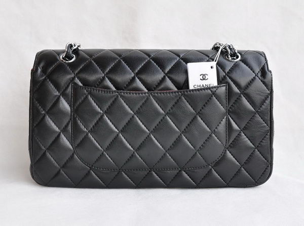Chanel Classic 2.55 Series Black Lambskin Silver Chain Quilted Flap Bag 1113 Chanel Classic 2.55 Series Black Lambskin Silver Chain Quilted Flap Bag 1113