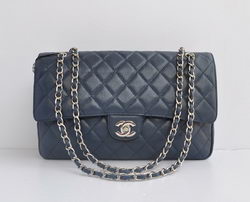 Chanel Classic 2.55 Series Light Blue Caviar Silver Chain Quilted Flap Bag 1113 Chanel Classic 2.55 Series Light Blue Caviar Silver Chain Quilted Flap Bag 1113