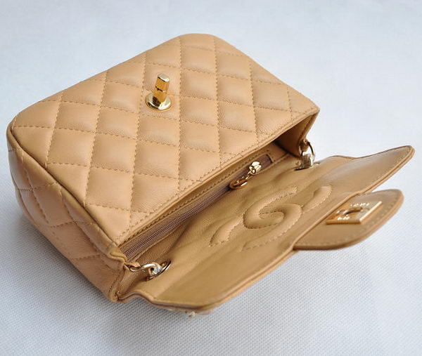 Chanel Classic Apricot Lambskin Golden Chain Quilted Flap Bag 1115 Chanel Classic Apricot Lambskin Golden Chain Quilted Flap Bag 1115