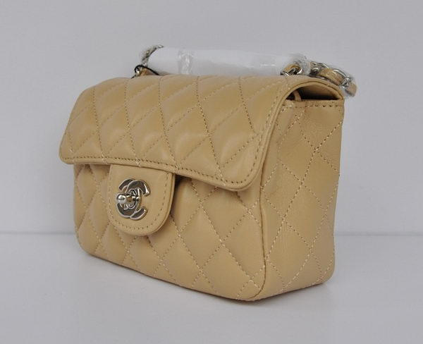 Chanel Classic Apricot Lambskin Silver Chain Quilted Flap Bag 1115 Chanel Classic Apricot Lambskin Silver Chain Quilted Flap Bag 1115
