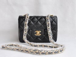 Chanel Quilted Flap Bag 1115 Black Lambskin Golden Chain Chanel Quilted Flap Bag 1115 Black Lambskin Golden Chain
