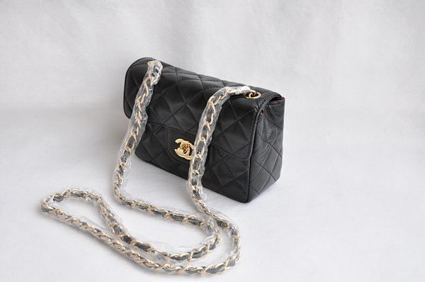 Chanel Quilted Flap Bag 1115 Black Lambskin Golden Chain Chanel Quilted Flap Bag 1115 Black Lambskin Golden Chain