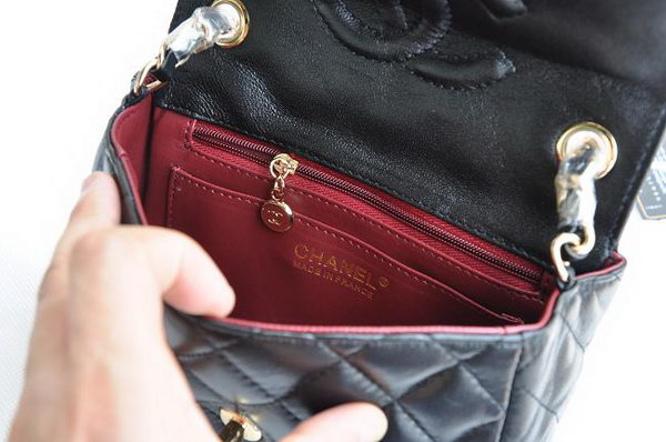 Chanel Quilted Flap Bag 1115 Black Lambskin Golden Chain Chanel Quilted Flap Bag 1115 Black Lambskin Golden Chain