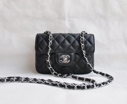 Chanel Classic Black Lambskin Silver Chain Quilted Flap Bag 1115 Chanel Classic Black Lambskin Silver Chain Quilted Flap Bag 1115