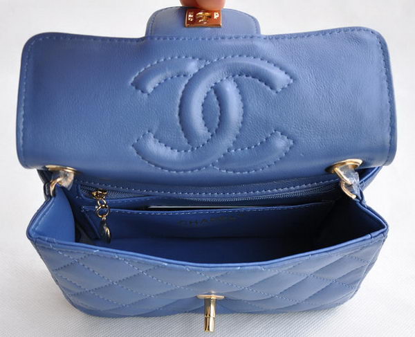 Chanel Classic Blue Lambskin Golden Chain Quilted Flap Bag 1115 Chanel Classic Blue Lambskin Golden Chain Quilted Flap Bag 1115