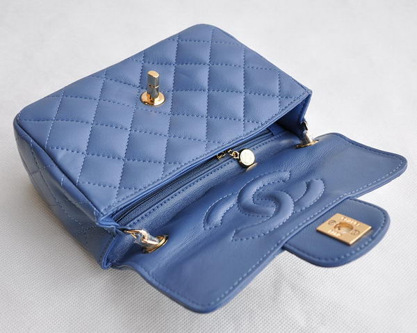 Chanel Classic Blue Lambskin Golden Chain Quilted Flap Bag 1115 Chanel Classic Blue Lambskin Golden Chain Quilted Flap Bag 1115