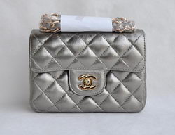 Chanel Classic Iron Gray Lambskin Golden Chain Quilted Flap Bag 1115 Chanel Classic Iron Gray Lambskin Golden Chain Quilted Flap Bag 1115
