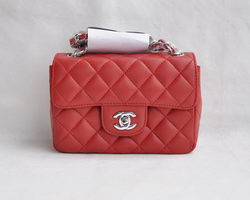Chanel Classic Red Lambskin Silver Chain Quilted Flap Bag 1115 Chanel Classic Red Lambskin Silver Chain Quilted Flap Bag 1115
