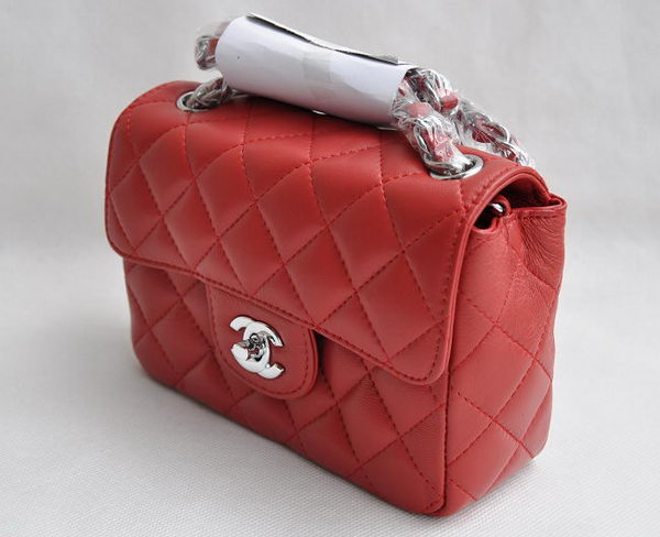 Chanel Classic Red Lambskin Silver Chain Quilted Flap Bag 1115 Chanel Classic Red Lambskin Silver Chain Quilted Flap Bag 1115