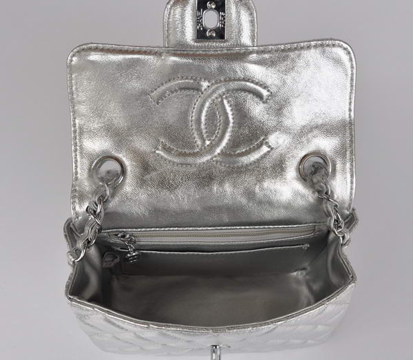 Cheap Chanel Classic mini Flap Bag 1115 Light Silver Sheepskin Silver Hardware Cheap Chanel Classic mini Flap Bag 1115 Light Silver Sheepskin Silver Hardware