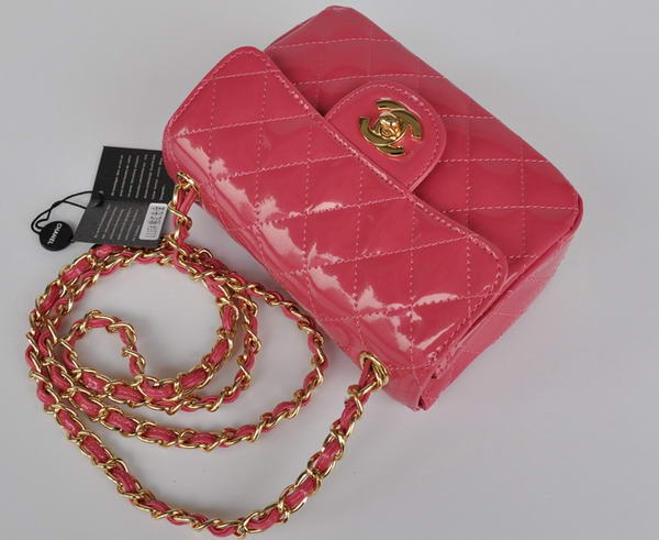 Cheap Chanel Classic mini Flap Bag 1115 Peach Patent Golden Hardware Cheap Chanel Classic mini Flap Bag 1115 Peach Patent Golden Hardware