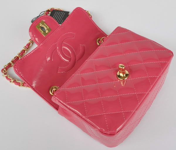 Cheap Chanel Classic mini Flap Bag 1115 Peach Patent Golden Hardware Cheap Chanel Classic mini Flap Bag 1115 Peach Patent Golden Hardware