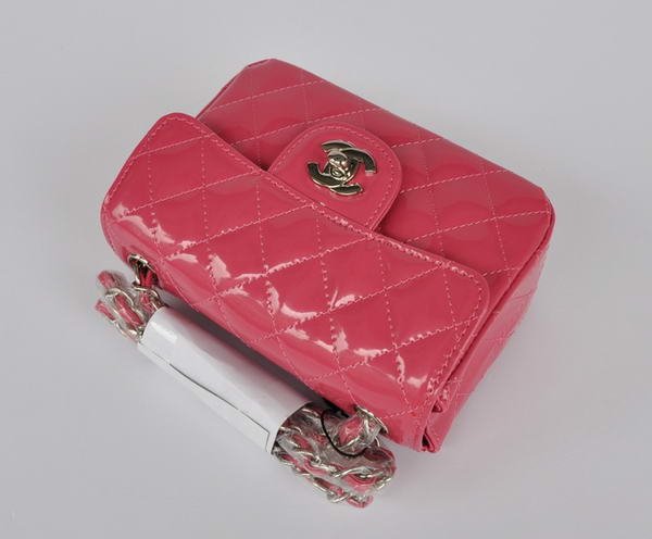 Cheap Chanel Classic mini Flap Bag 1115 Peach Patent Silver Hardware Cheap Chanel Classic mini Flap Bag 1115 Peach Patent Silver Hardware