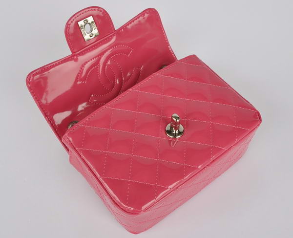 Cheap Chanel Classic mini Flap Bag 1115 Peach Patent Silver Hardware Cheap Chanel Classic mini Flap Bag 1115 Peach Patent Silver Hardware