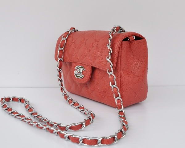 Cheap Chanel Classic mini Flap Bag 1115 Red Leather Silver Hardware Cheap Chanel Classic mini Flap Bag 1115 Red Leather Silver Hardware