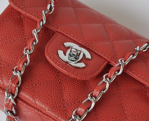 Cheap Chanel Classic mini Flap Bag 1115 Red Leather Silver Hardware Cheap Chanel Classic mini Flap Bag 1115 Red Leather Silver Hardware