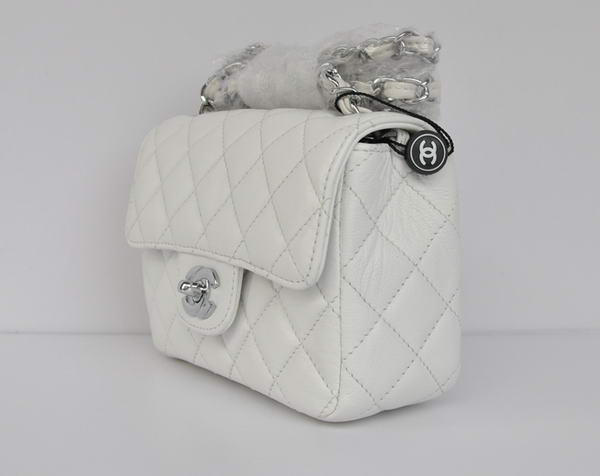 Cheap Chanel Classic mini Flap Bag 1115 White Sheepskin Silver Hardware Cheap Chanel Classic mini Flap Bag 1115 White Sheepskin Silver Hardware