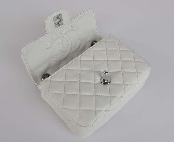 Cheap Chanel Classic mini Flap Bag 1115 White Sheepskin Silver Hardware Cheap Chanel Classic mini Flap Bag 1115 White Sheepskin Silver Hardware