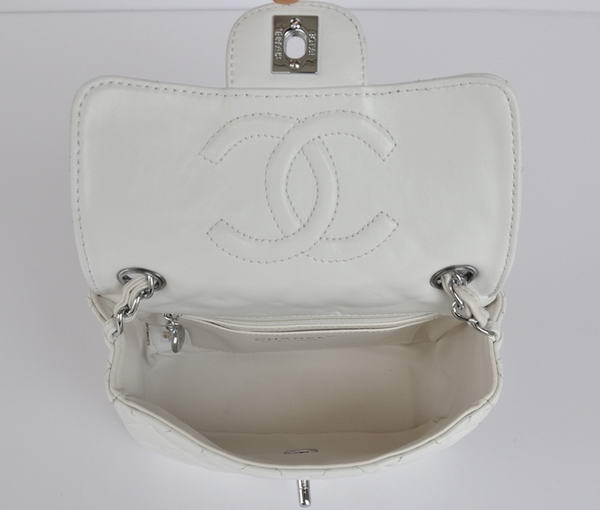 Cheap Chanel Classic mini Flap Bag 1115 White Sheepskin Silver Hardware Cheap Chanel Classic mini Flap Bag 1115 White Sheepskin Silver Hardware