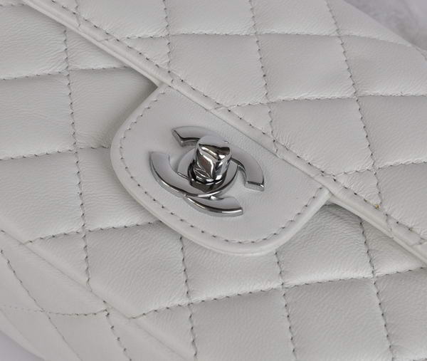 Cheap Chanel Classic mini Flap Bag 1115 White Sheepskin Silver Hardware Cheap Chanel Classic mini Flap Bag 1115 White Sheepskin Silver Hardware